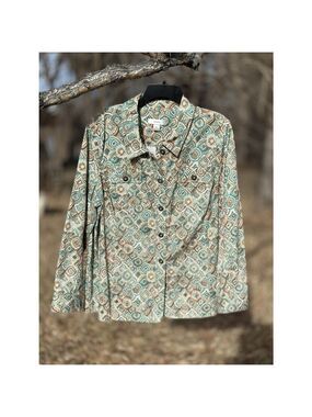 Christopher & Banks Jacket Womens 2X CJ Banks USA Long Sleeve Geometric Business